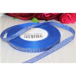 Декоративная лента с рисунком "Серебристые полосы" (синий), 10мм*20 ярдов(+-1)
