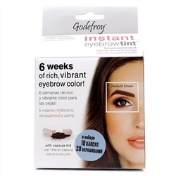 Краска-хна для бровей и ресниц Eyebrow Tint Black, чёрный, Godefroy 10 капсул