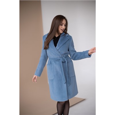 Пальто женское демисезонное 23551 (голубой/тедди)