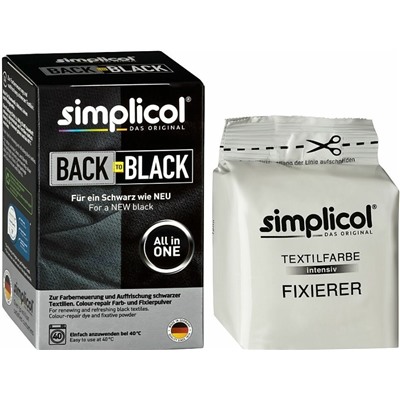 Краска для текстиля Simplicol ВACK TO BLACK Чёрная для восстановления цвета Чёрной одежды 400 г., 2512