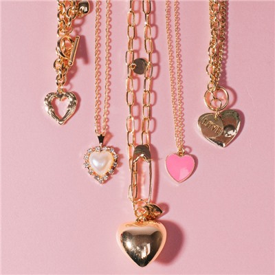 Кулон «Сердце» нежность, цвет розовый в золоте, 40 см