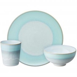Набор посуды 3 предмета Кварц голубой(стакан, тарелка, салатник)