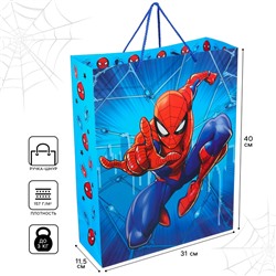 Пакет подарочный, 31х40х11 см, упаковка, Человек-паук