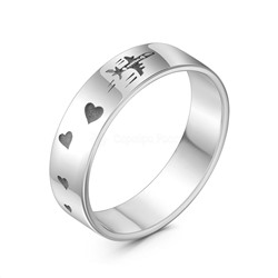 Кольцо из серебра родированное - Самолёт сердце любовь к путешествию 411-10-685р