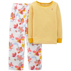 Пижамы из 2 предметов с цветочным рисунком из хлопка и флиса