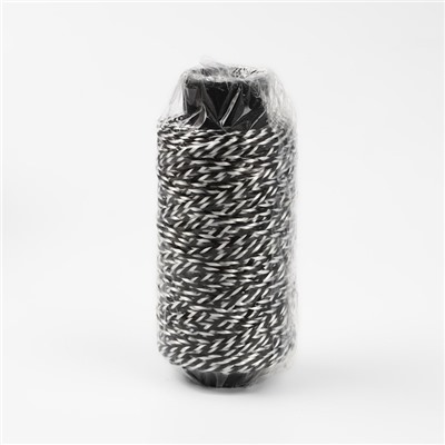 Нить для плетения, кручёная, d = 2 мм, 100 м, цвет чёрно-белый