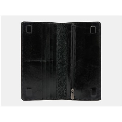 Кожаное портмоне с росписью из натуральной кожи «PR001 Black Подсолнух в лампочке»