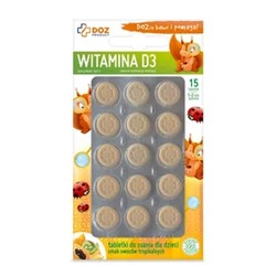 DOZ PRODUCT Witamina D3 Витамин D3, пастилки для детей, со вкусом тропических фруктов, 15 шт.