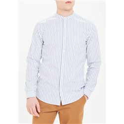 Long Sleeve Slim Fit Grandad Collar Oxford Shirt