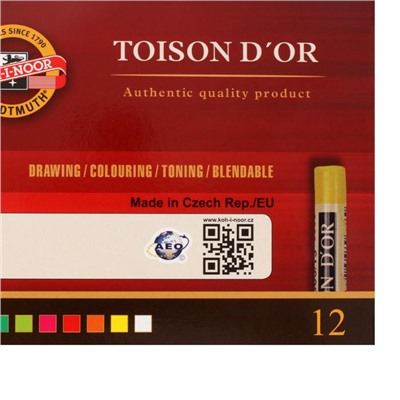 Пастель сухая 12 цветов, Soft Koh-I-Noor 8512 TOISON D`OR, картонная упаковка