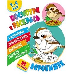 РАСКР. (А5). ПОСМОТРИ И РАСКРАСЬ. ВОРОБЫШЕК