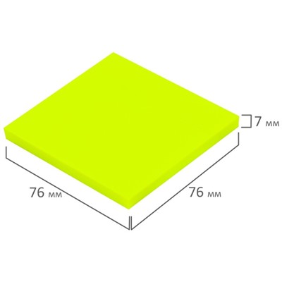 Блок с липким краем 76*76мм BRAUBERG TRANSPARENT 100л, желтый прозрачный 115207