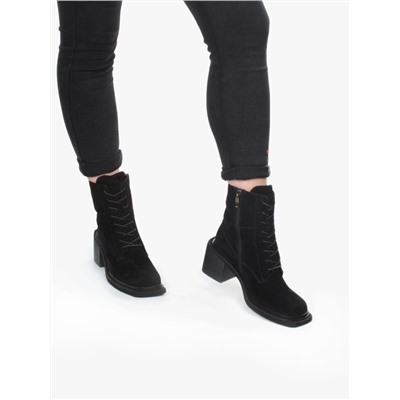 E21W-2B BLACK Ботинки зимние женские (натуральная замша, натуральный мех) размер 37