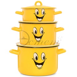 Набор посуды "Улыбка" цилиндрический 1.45 л  2.9 л  4.3 л 6 пр , цвет желтый