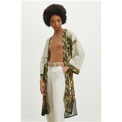 Kimono damskie lniane wzorzyste kolor multicolor