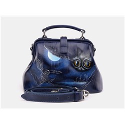 Синяя кожаная сумка с росписью из натуральной кожи «W0013 Blue Легенды ночных стражей»
