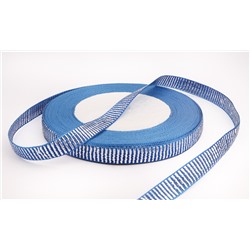 Декоративная лента с рисунком "Серебристые полосы" (синий), 10мм*20 ярдов(+-1)