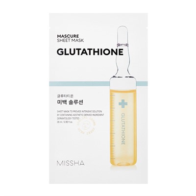 Missha Mascure Whitening Solution Осветляющая тканевая маска (Glutathione)