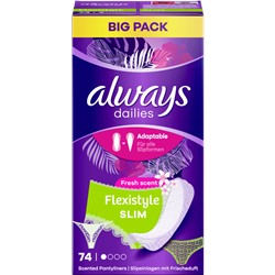 Always Dailies Flexistyle Slim Fresh scent Slipeinlagen Big Pack 75st, Прокладки ежедневные Flexistyle, 74 шт