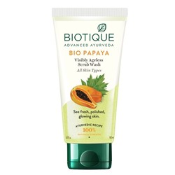 Biotique Bio Papaya Visibly Ageless Scrub Wash 100ml / Био Гель Скраб Отшелушивающий для Умывания Лица с Папаей 100мл