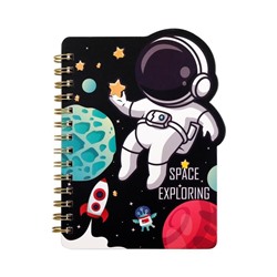 Блокнот на спирали (B6) "Space exploring, star", black (13*18)