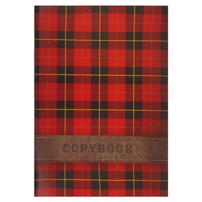 Тетрадь А4, 48 листов в клетку Calligrata "Красная Шотландка", обложка мелованный картон, блок №2, белизна 75% (серые листы)