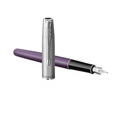 Ручка перьевая Parker "Sonnet Sand Blasted Metal&Violet Lacquer" черная, 0,8мм, подарочная упаковка