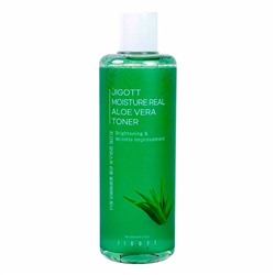 Тонер для лица увлажняющий с алоэ Moisture Real Aloe Vera Toner, Jigott, 300 мл