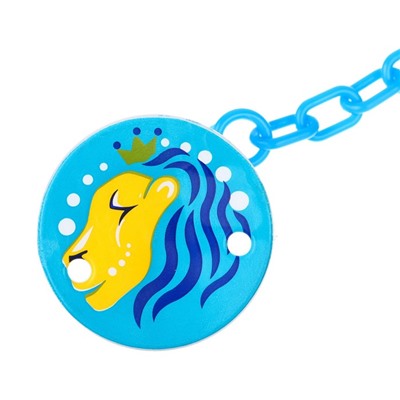 Держатель для соски - пустышки «Лев», на цепочке, цвет голубой