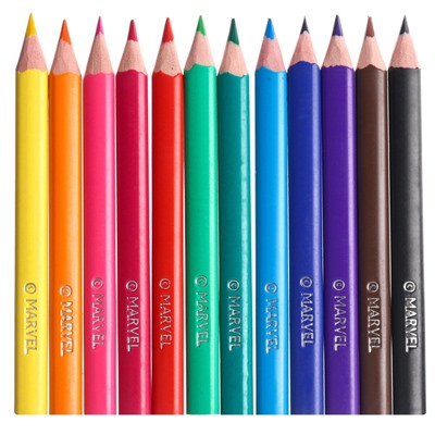 Цветные карандаши в тубусе, 12 цветов, трехгранные, Человек-паук
