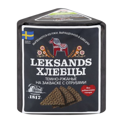 Хлебцы темно-ржаные на закваске с отрубями  «Leksands», 200 г.