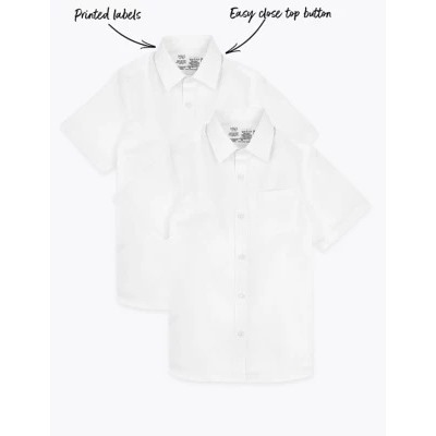 2pk Boys' Cotton Regular Fit School Shirts (2-18 Yrs)