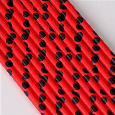 Трубочки для коктейля «Горох», набор 12 шт., цвет красный