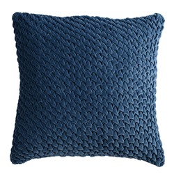 Подушка декоративная стеганая из хлопкового бархата темно-синего цвета из коллекции Essential, 45х45