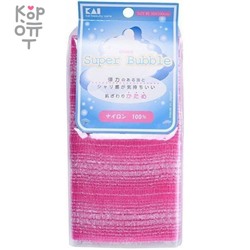 KAI Supper Bubble Мочалка для тела массажная средней жесткости (розовая), 30*100см.,