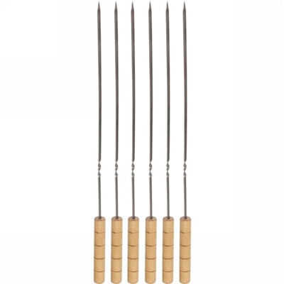 Набор шампуров 6 шт с деревянными ручками, длина 40 см, ширина 5 мм
