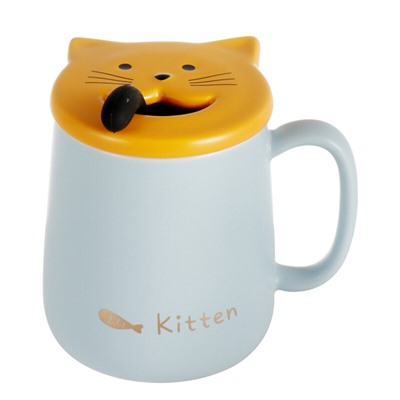 Кружка «Kitten loves fish», blue (450 ml)