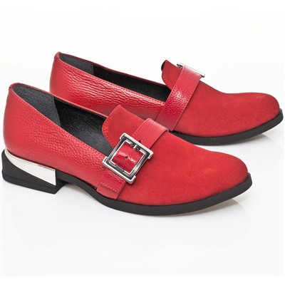 Женские кожаные туфли Shik Shoes Shik2301 Красный Замш+ Флотар: Под заказ