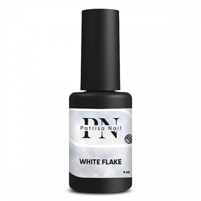 8 мл, Patrisa Nail, Топ глянцевый White Flake с белыми хлопьями, без липкого слоя