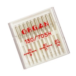 Иглы для бытовых швейных машин ORGAN универсальные №70-90, уп.10 игл
