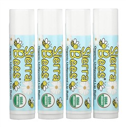 Sierra Bees, Органические бальзамы для губ, без вкуса, 4 шт. в упаковке, 0,15 унции (4,25 г) каждый
