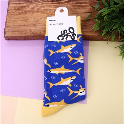 Носки «Shark», blue, мужские/женские евро размер 35-45