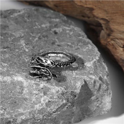 Кольцо «Фафнир» дракон, цвет чернёное серебро, безразмерное