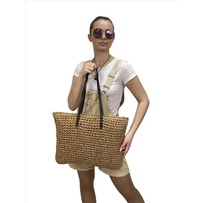 Летняя сумка-шоппер из джута, цвет бежевый