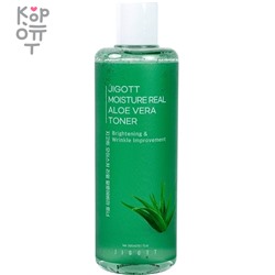 Jigott Moisture Real Aloe Vera Toner - Увлажняющий тонер с экстрактом алоэ вера 300мл.,