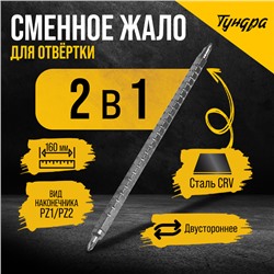 Сменное жало для отвертки ТУНДРА, CrV, двухстороннее, PZ1 - PZ2, 160 мм