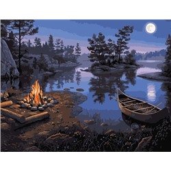 Картина по номерам 40х50 - Костер у озера
