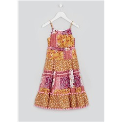Girls Pink Patchwork Maxi Dress (4-13yrs)