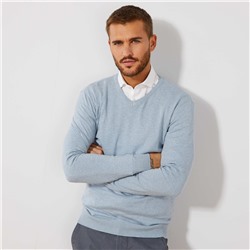 Легкий свитер с V-образным вырезом - голубой