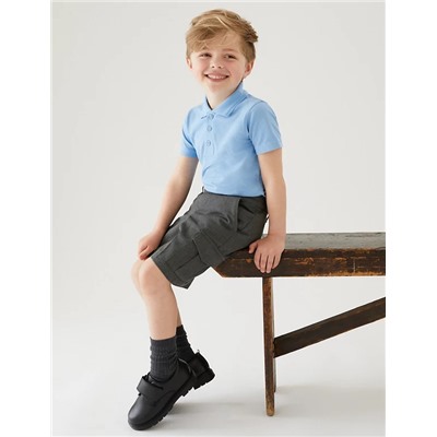 2pk Boys' Regular Leg Cargo School Shorts (2-14 Yrs)